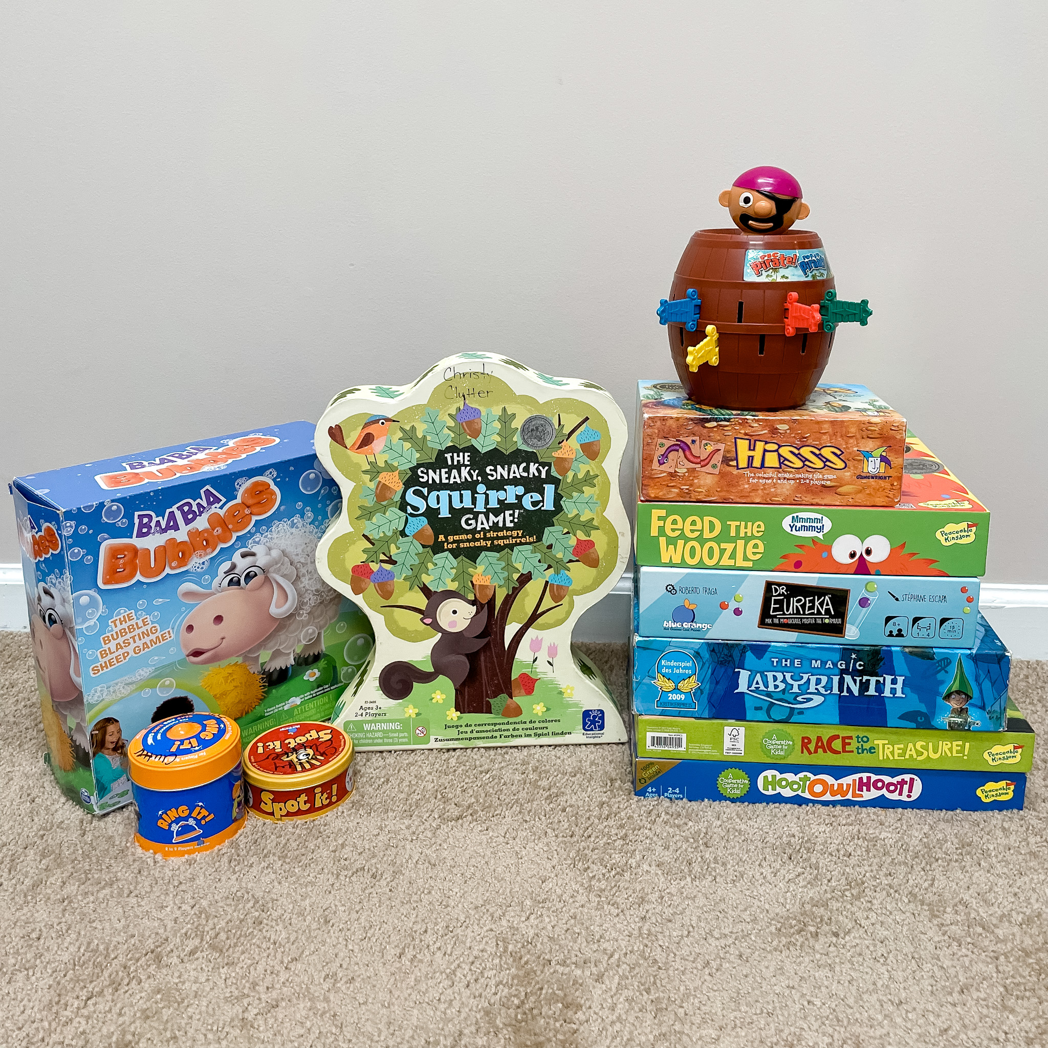stack of fun games for kids